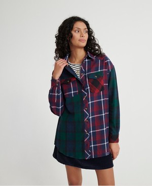 Superdry Bailee Mixed Check Női Ing Sötétkék | PZSEM8916